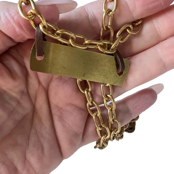 Brass Chain Link Nameplate Necklace - Picture 6 of 8